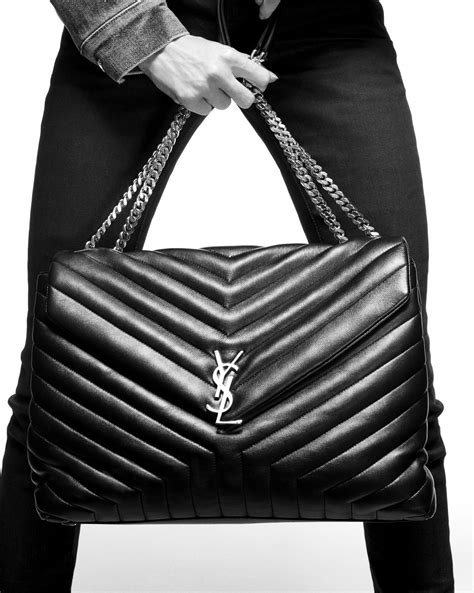 ysl lou lou schwarz|Saint Laurent Loulou Large YSL Shoulder Bag in Quilted Leather.